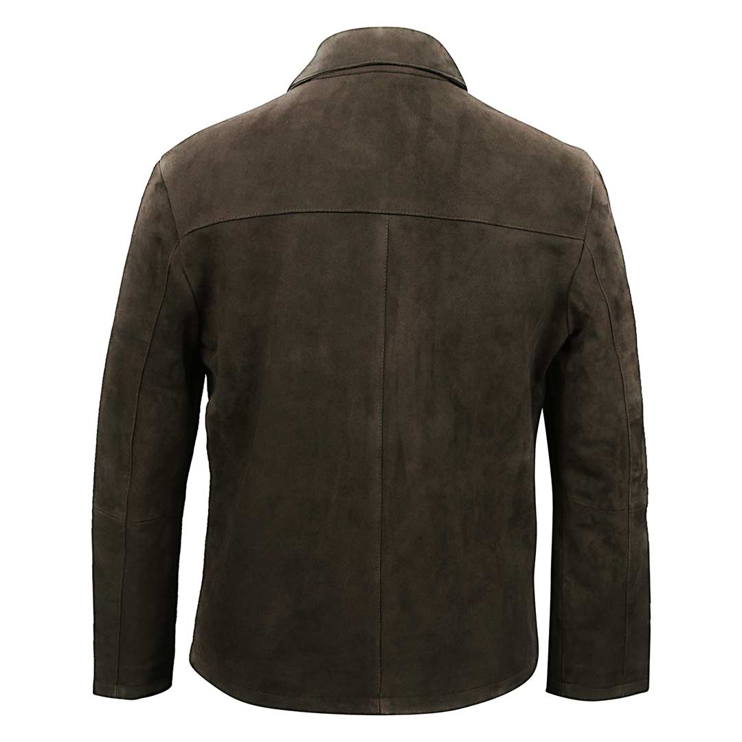 Saint Aris Chocolate Suede Leather Men's Jacket With Collars - Image 5