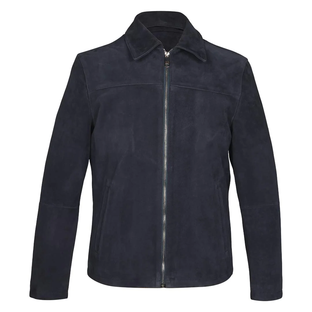 Saint Aris Navy Leather Men's Bomber Jackets - Image 2