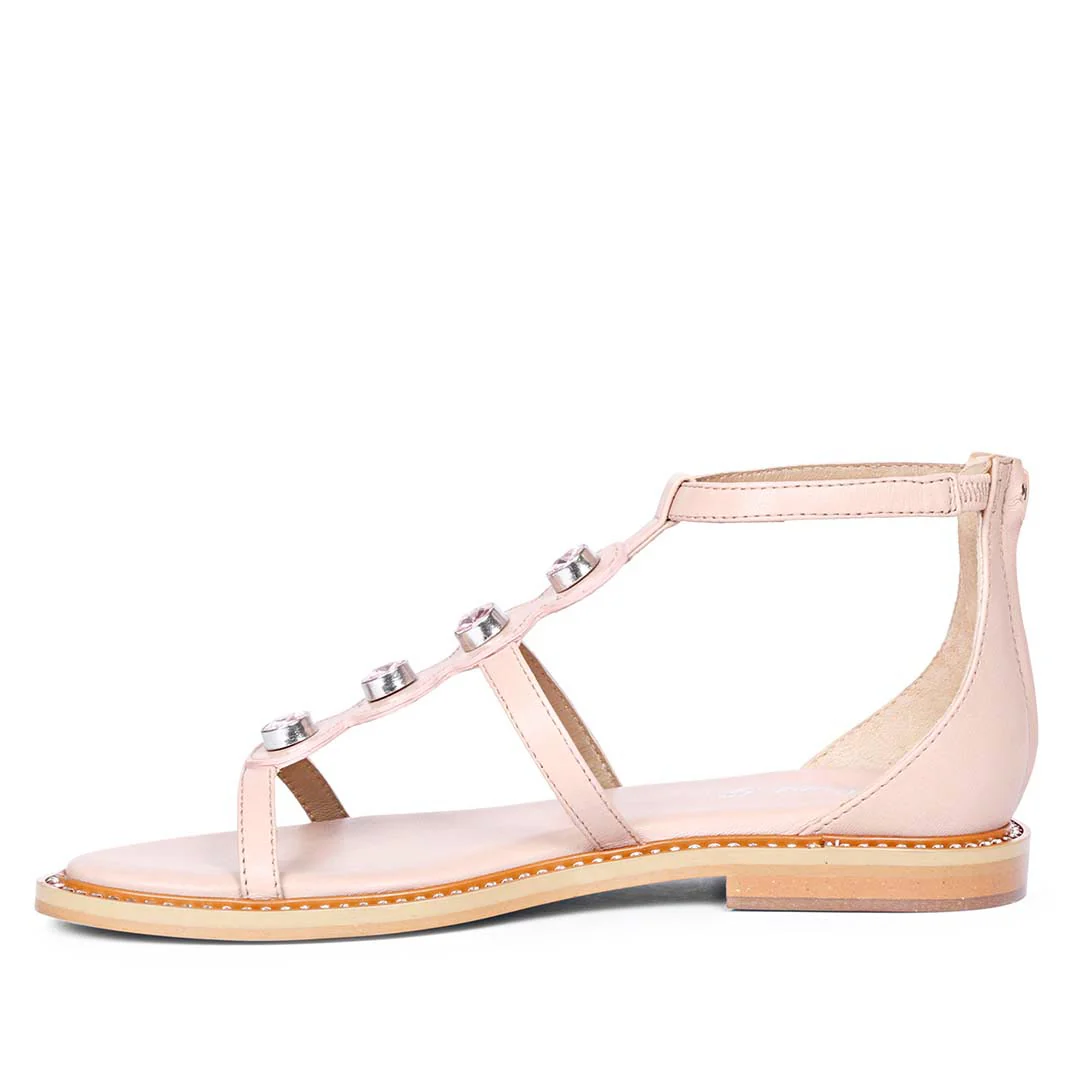 Saint Arlia Rivoli Stone Studded Light Pink Leather Sandals - Image 4