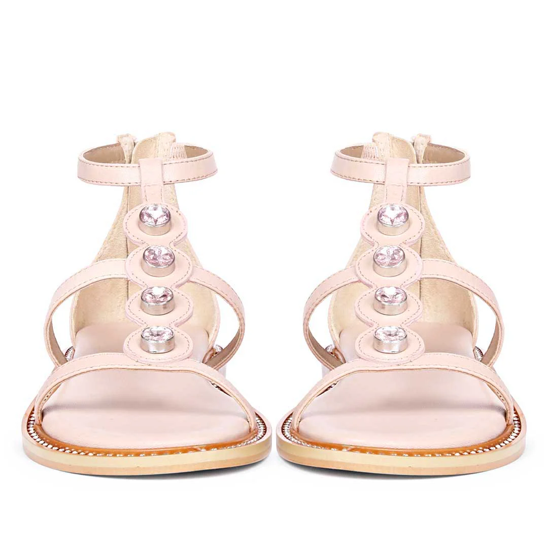 Saint Arlia Rivoli Stone Studded Light Pink Leather Sandals - Image 5