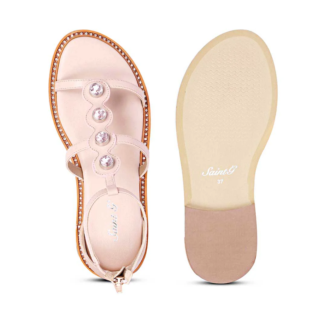 Saint Arlia Rivoli Stone Studded Light Pink Leather Sandals - Image 7