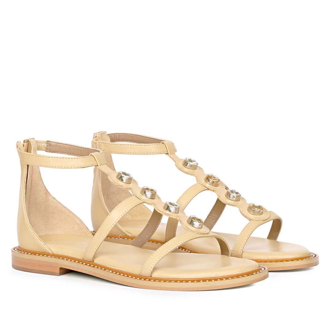 Saint Arlia Rivoli Stone Studded Natural Leather Sandals - Image 3