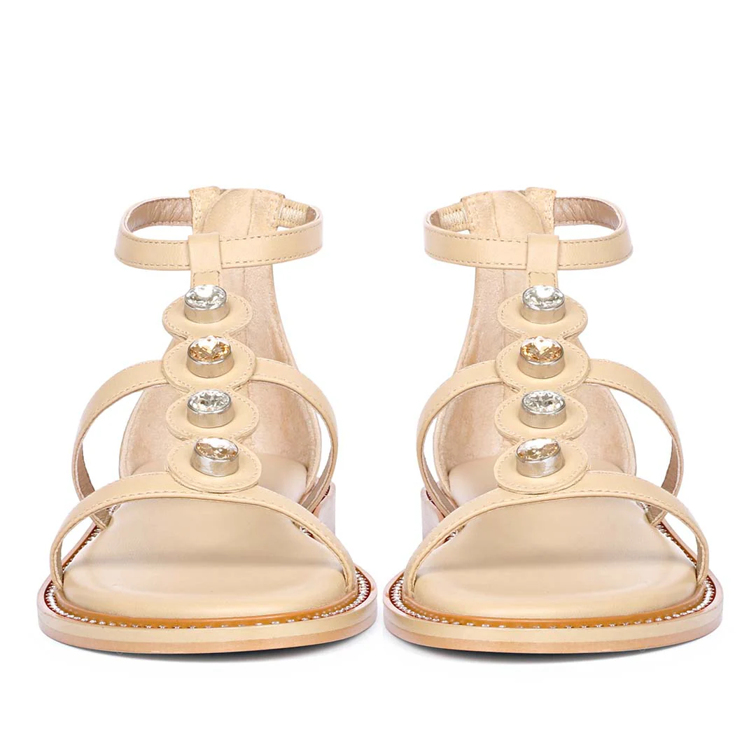 Saint Arlia Rivoli Stone Studded Natural Leather Sandals - Image 5