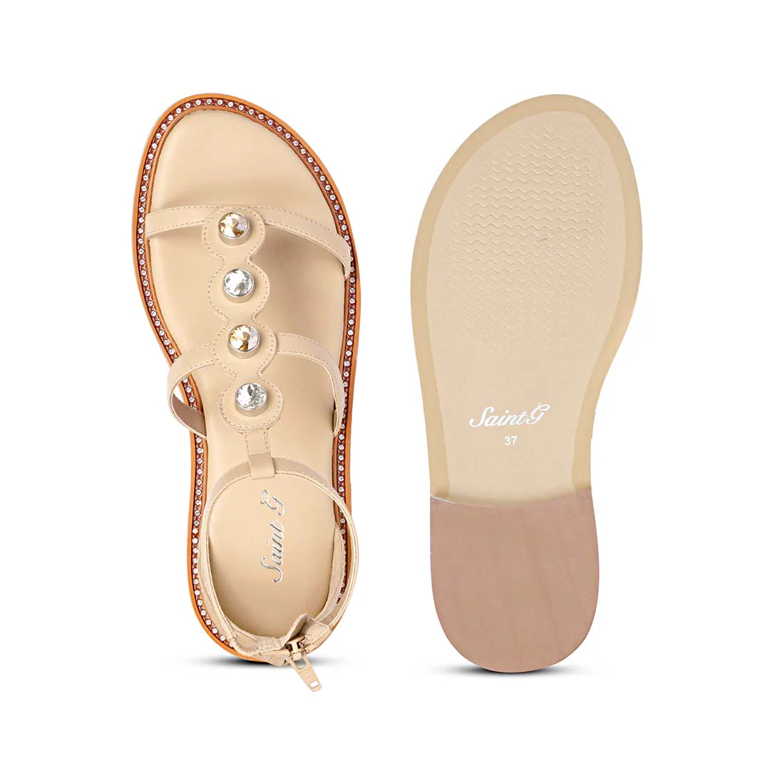 Saint Arlia Rivoli Stone Studded Natural Leather Sandals - Image 7