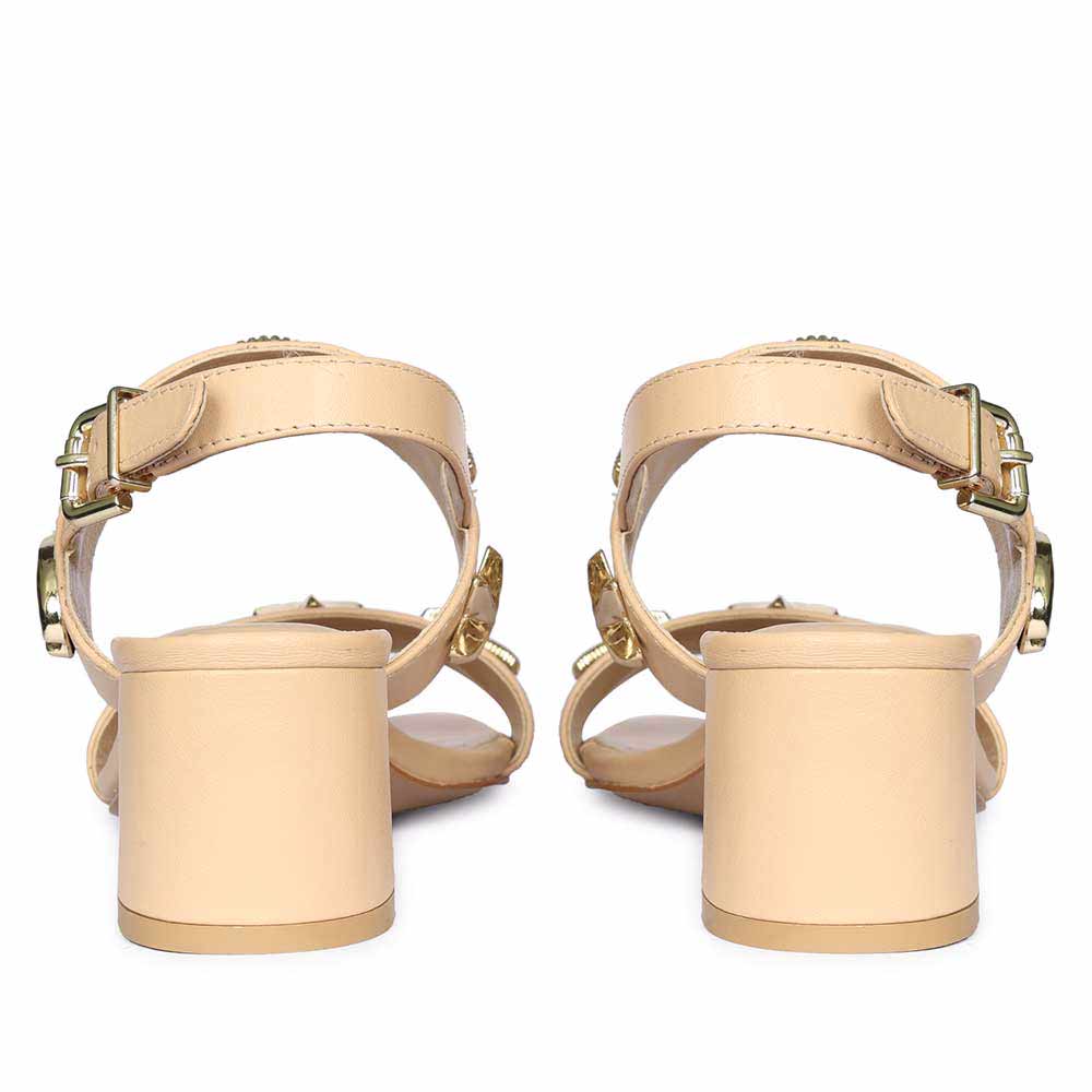Saint Assisi Seashell & Star Studs Leather Block Heels - Image 6