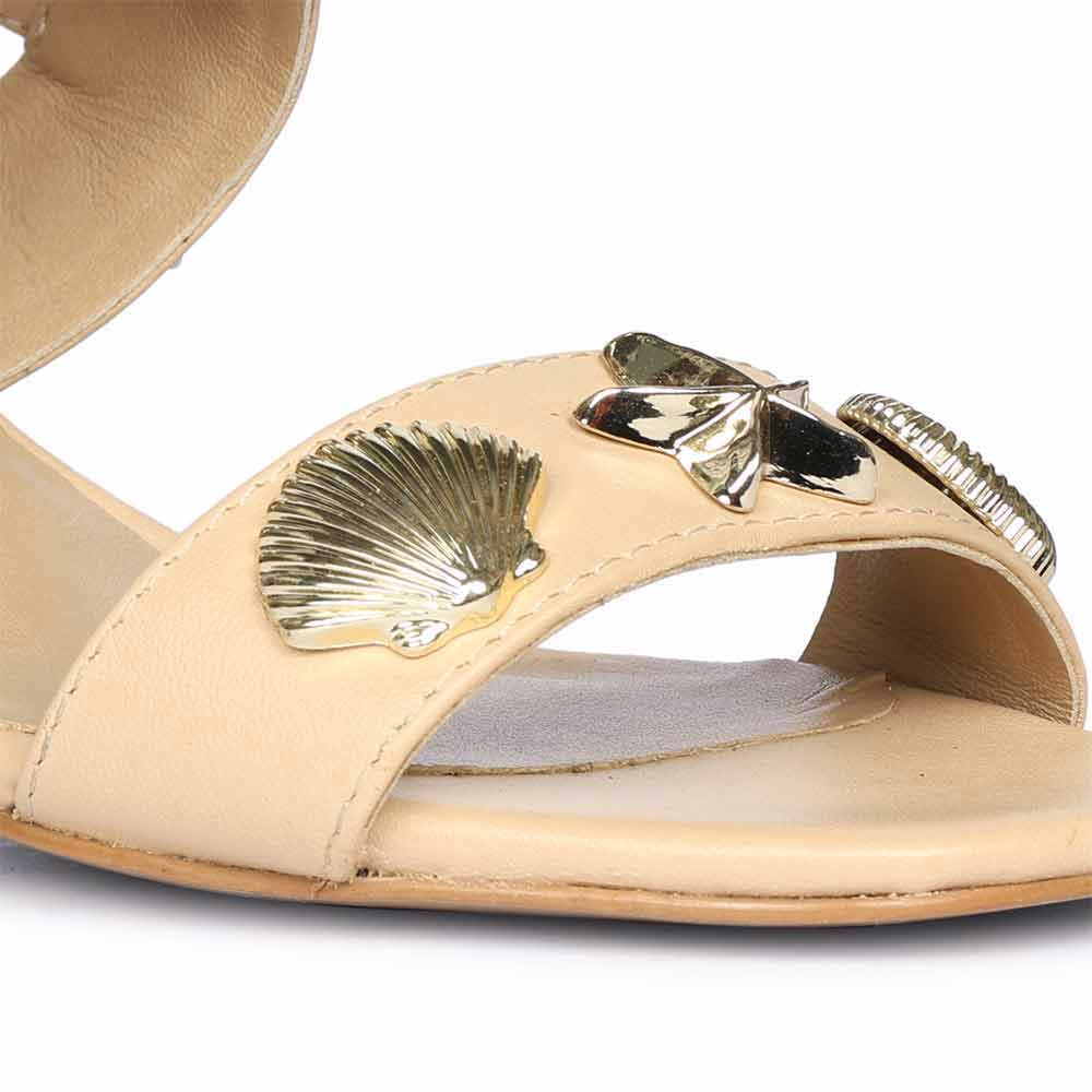 Saint Assisi Seashell & Star Studs Leather Block Heels - Image 8