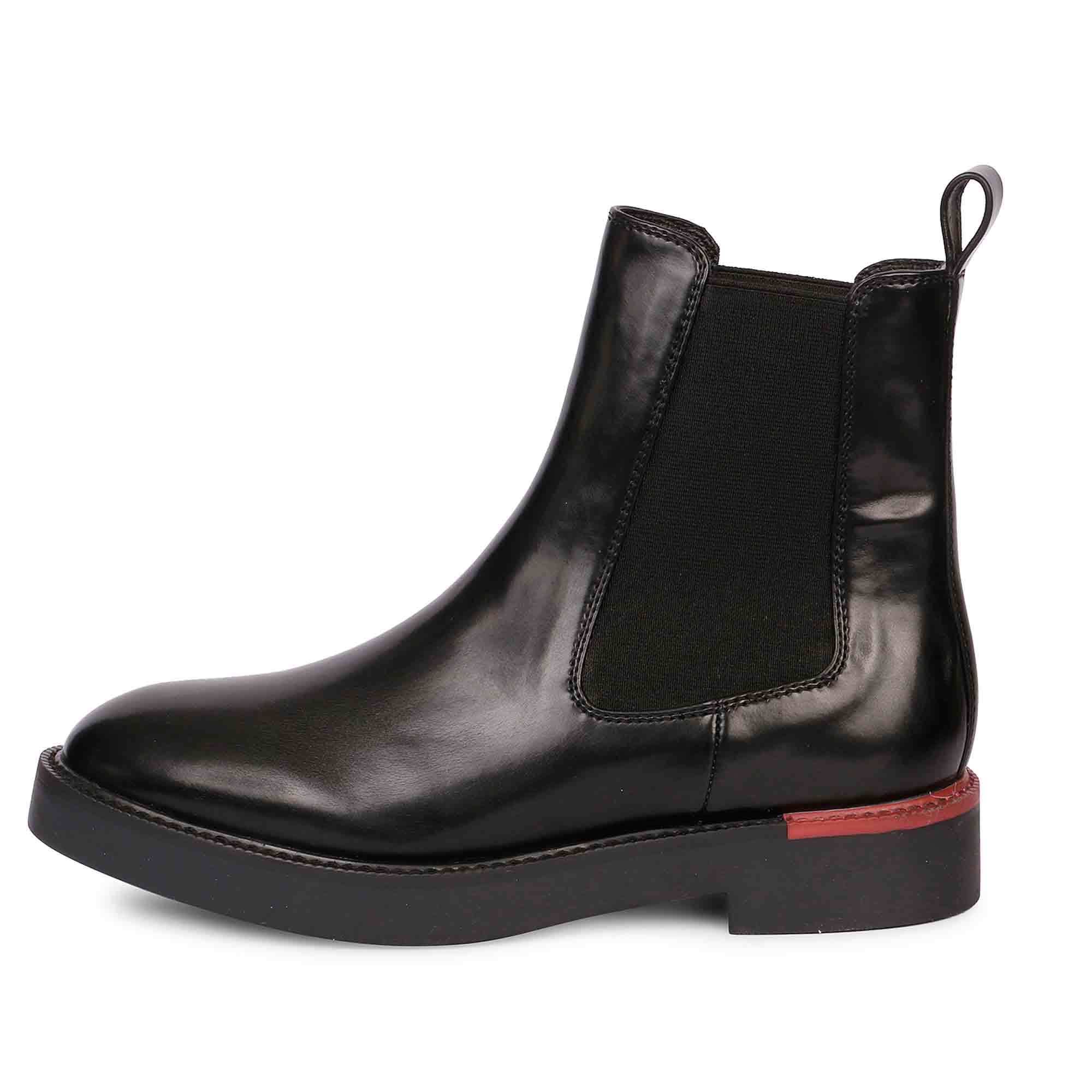 Saint Aster Black Leather Handcrafted Chelsea Boots - Image 3