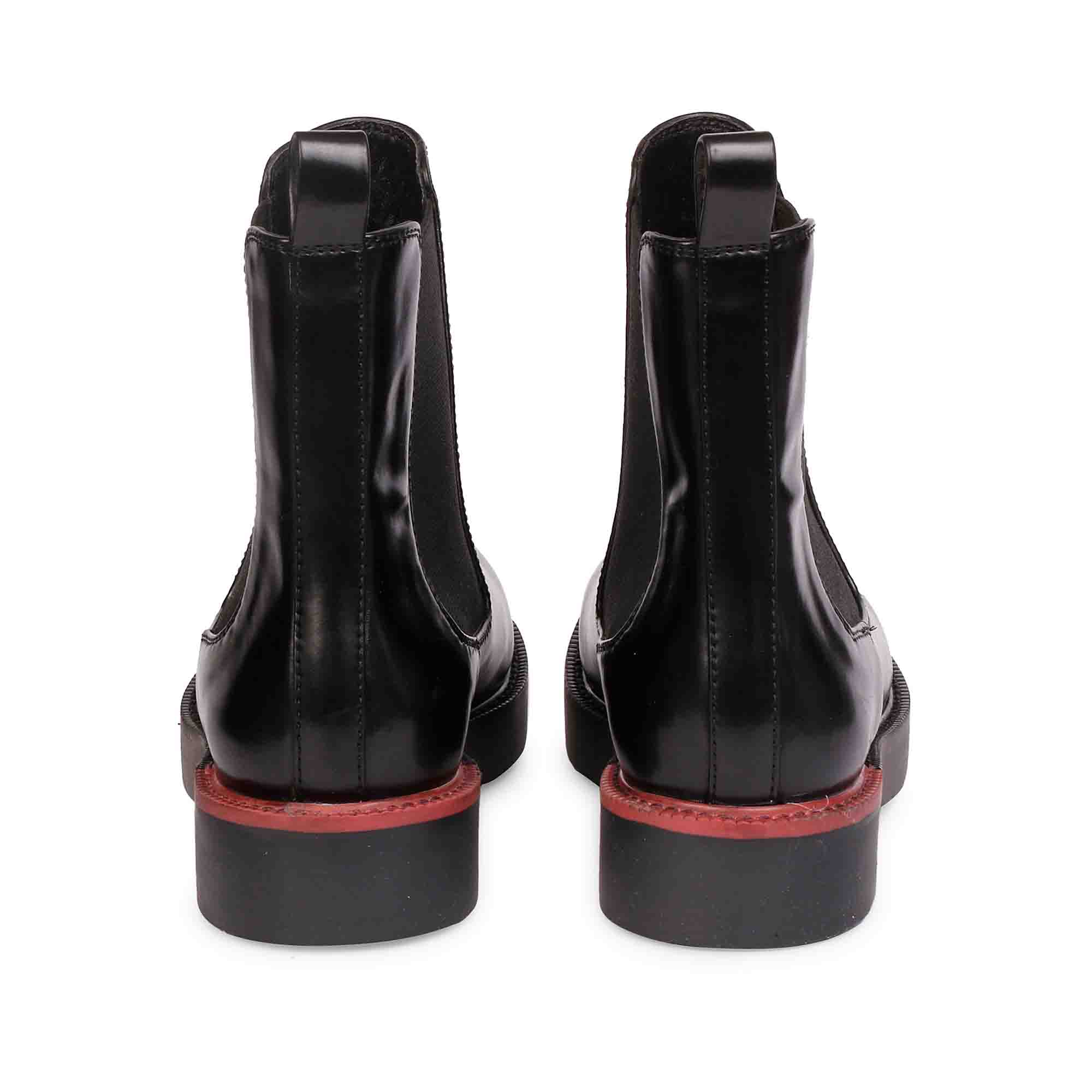 Saint Aster Black Leather Handcrafted Chelsea Boots - Image 4