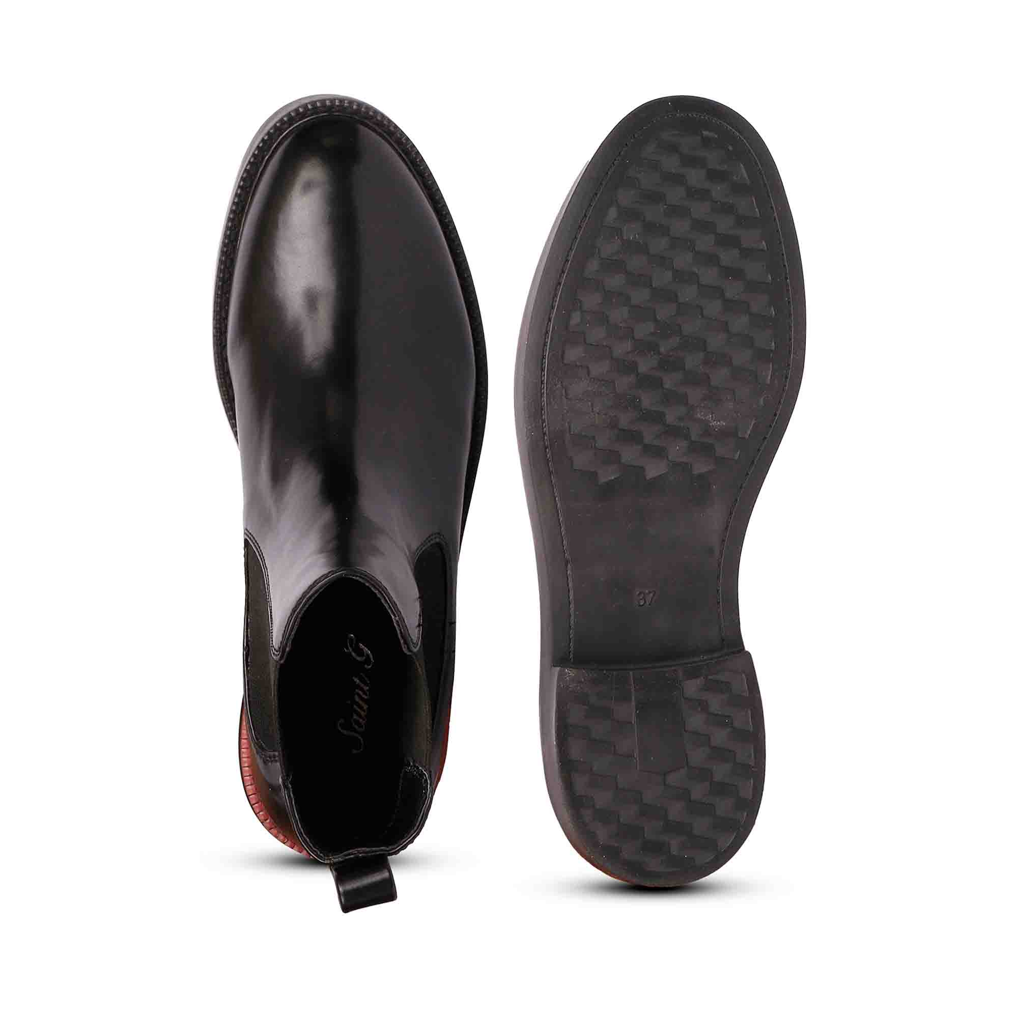 Saint Aster Black Leather Handcrafted Chelsea Boots - Image 6