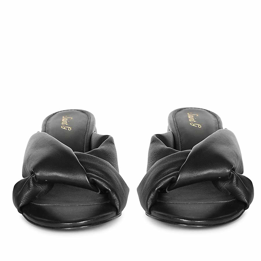 Saint Athena Black Glove Leather Block Heels - Image 4