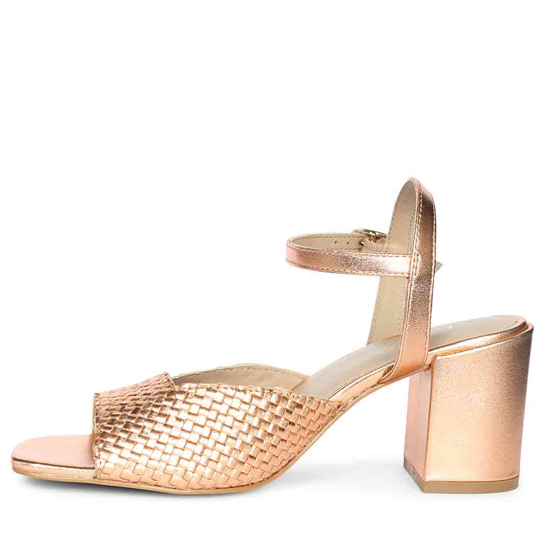 Saint Athena Cipria Metallic Hand Woven Leather Heels - Image 4