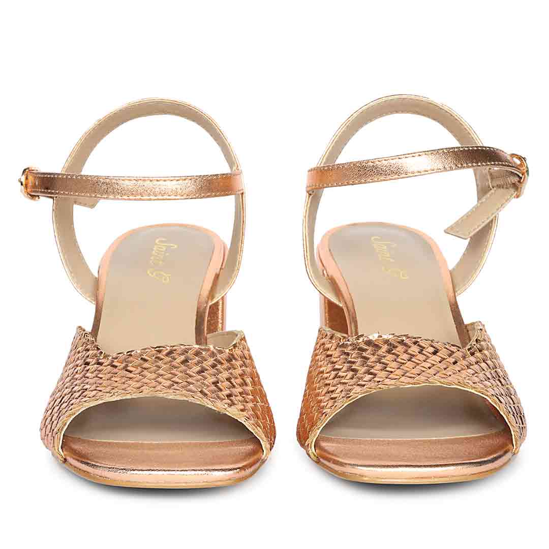 Saint Athena Cipria Metallic Hand Woven Leather Heels - Image 5