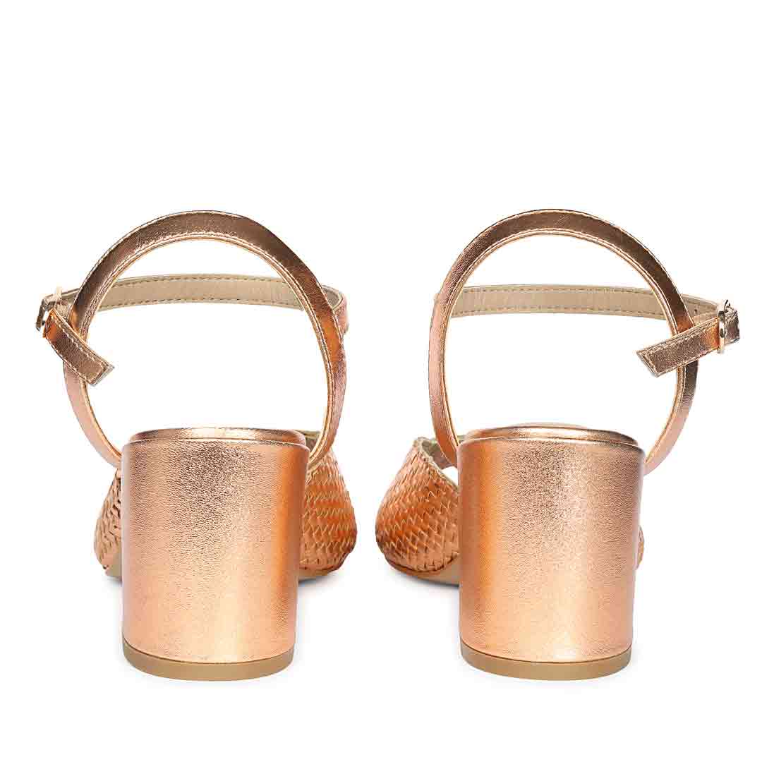 Saint Athena Cipria Metallic Hand Woven Leather Heels - Image 6