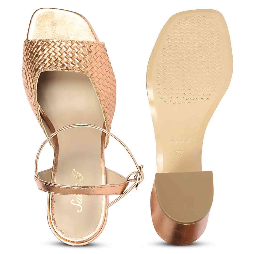 Saint Athena Cipria Metallic Hand Woven Leather Heels - Image 7