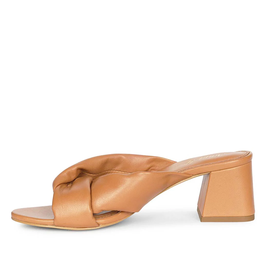 Saint Athena Tan Glove Leather Block Heels - Image 3