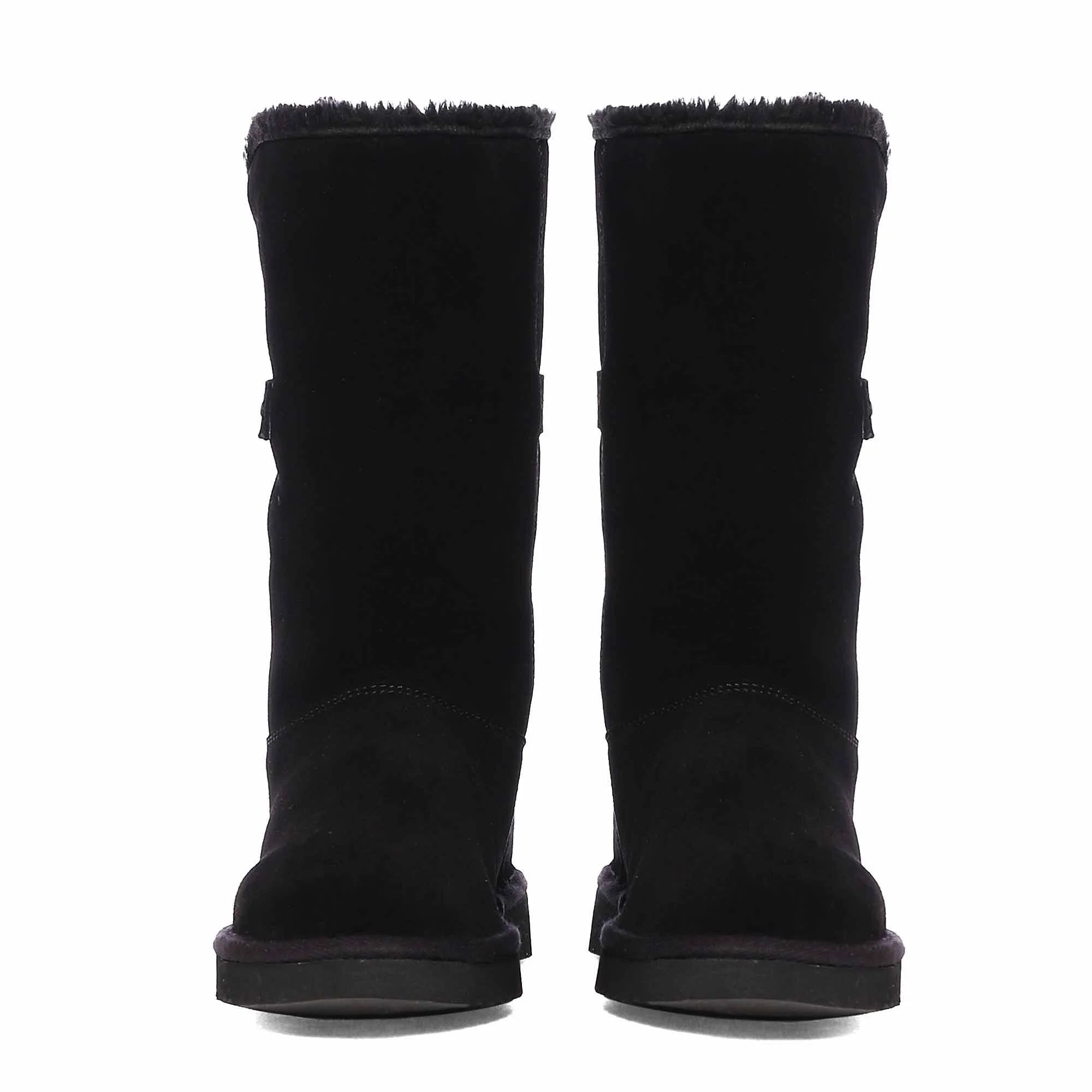 Saint Aurelia Buckle Decorative Black Suede Leather Snug Boots - Image 6