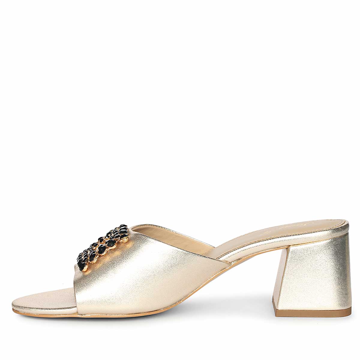 Saint Aurora Gold Metallic Jeweled Heels - Image 4