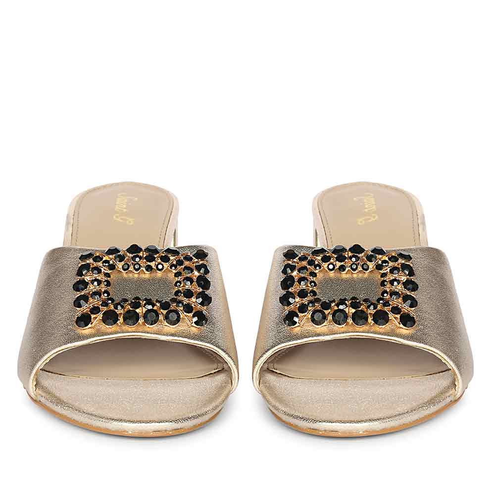 Saint Aurora Gold Metallic Jeweled Heels - Image 5