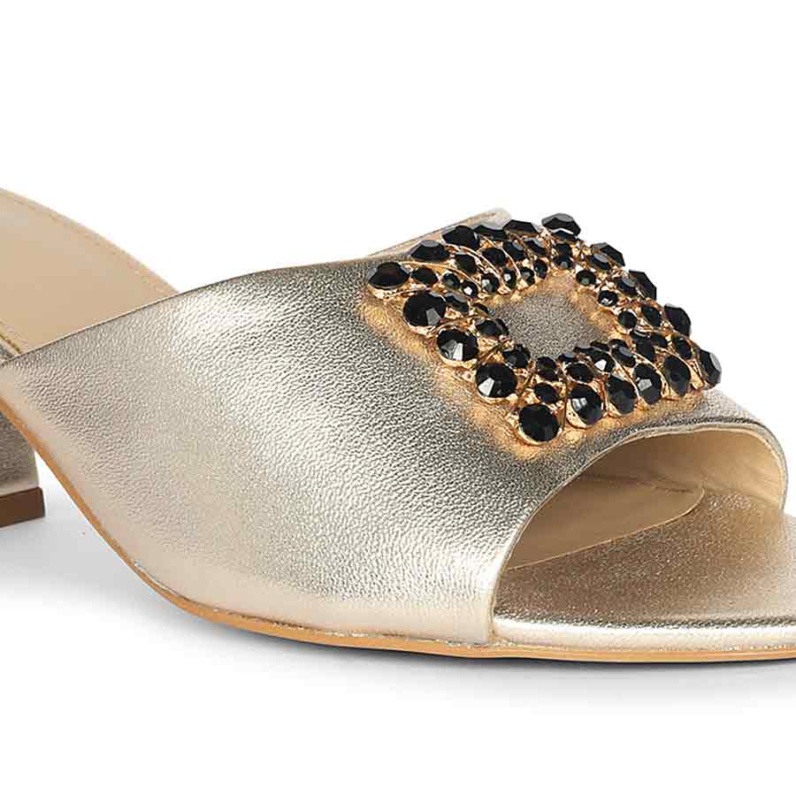 Saint Aurora Gold Metallic Jeweled Heels - Image 7