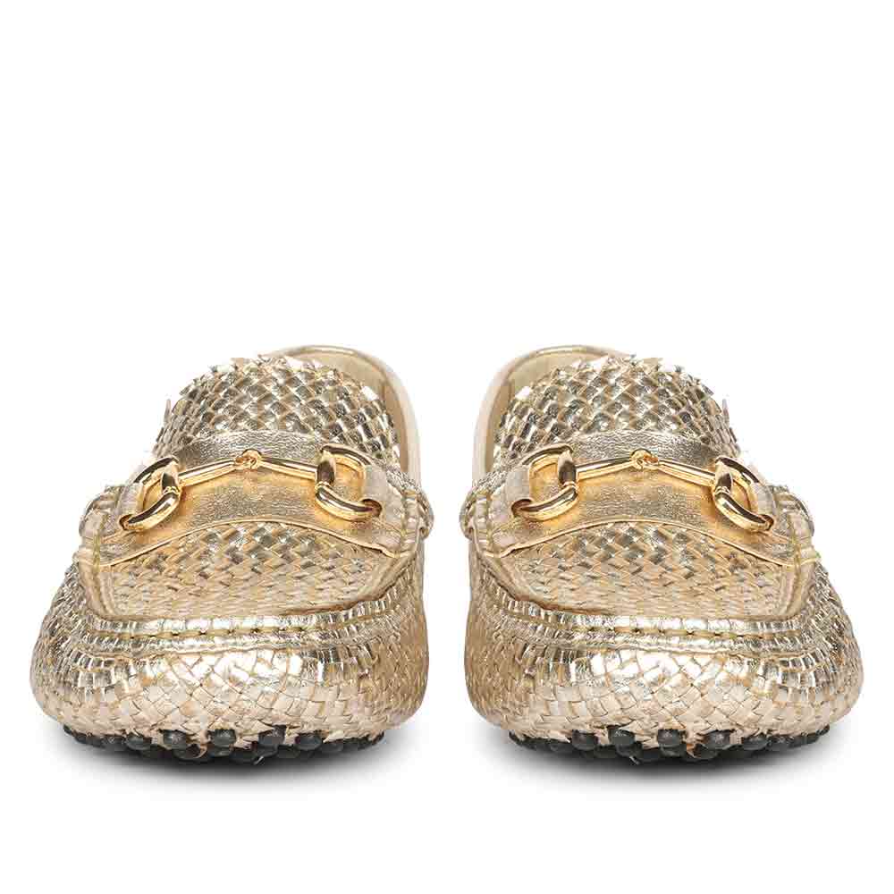 Saint Aurora Gold Handwoven Leather Horsebit Loafers - Image 4