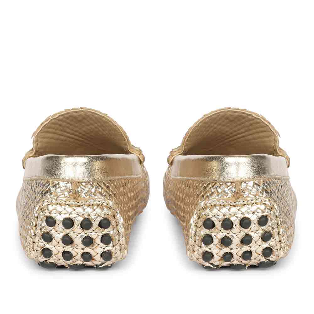 Saint Aurora Gold Handwoven Leather Horsebit Loafers - Image 5