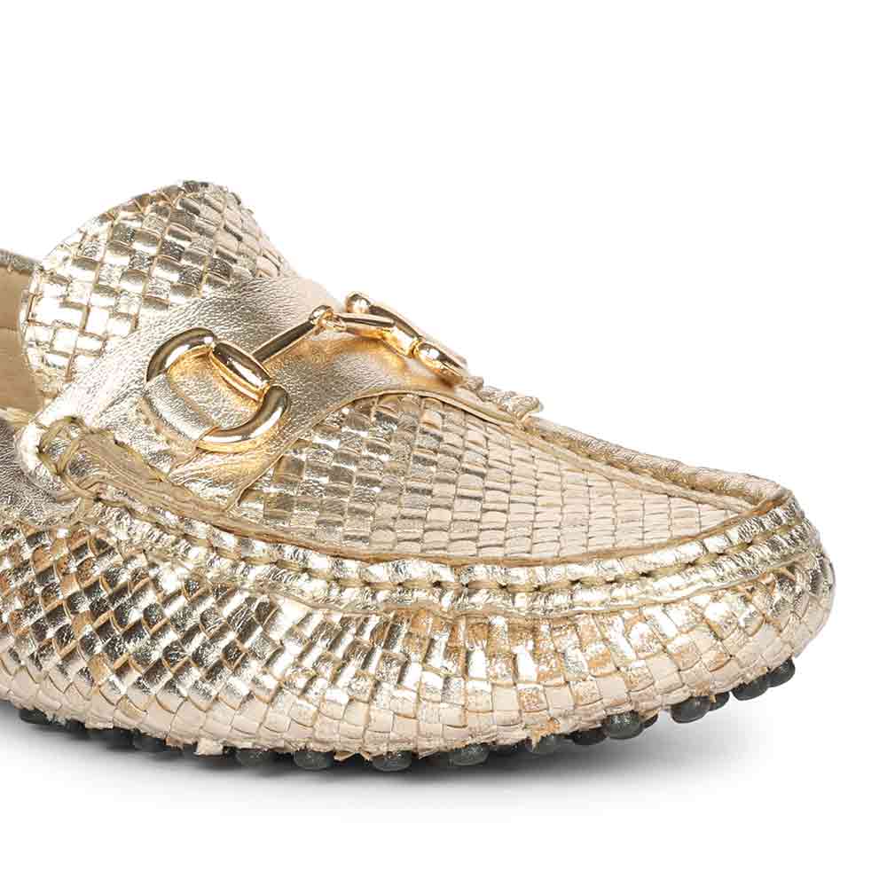 Saint Aurora Gold Handwoven Leather Horsebit Loafers - Image 7
