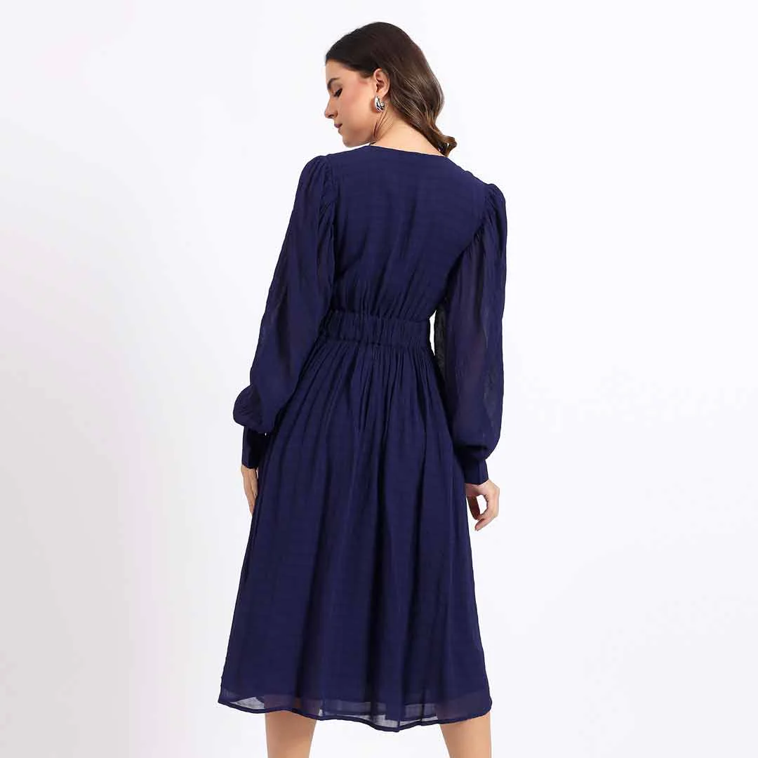 Saint Womens Front Knot Blue Midi Dress - Image 5