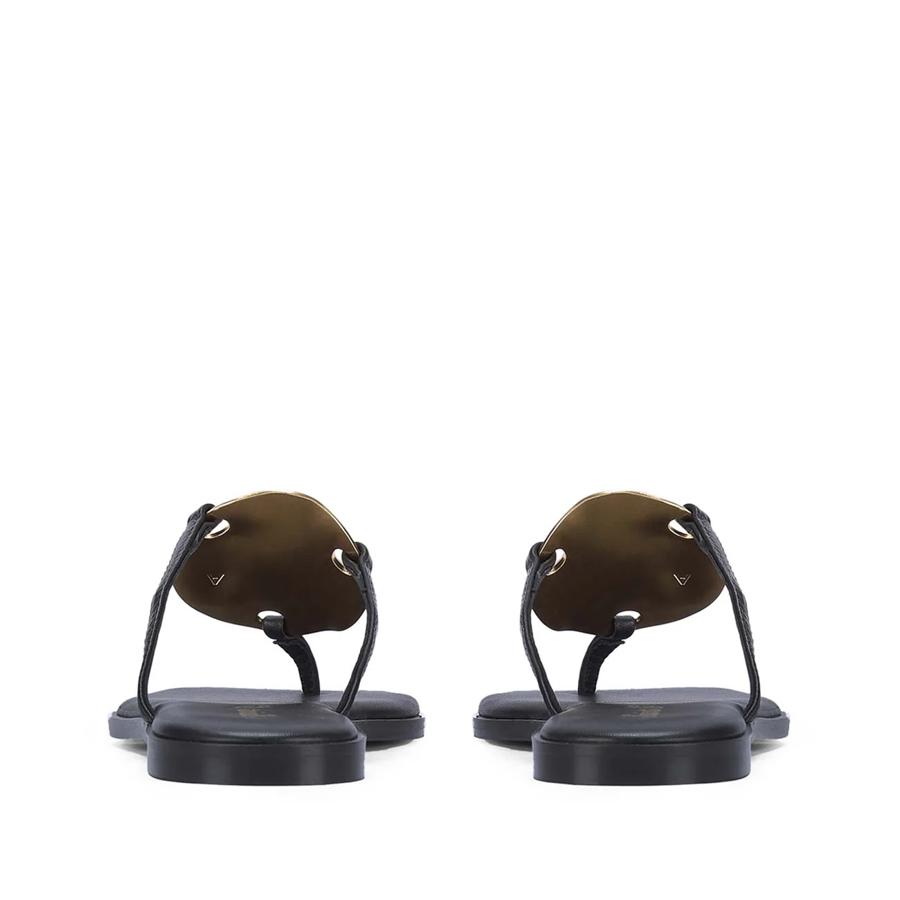 Saint Aurum Golden Disc Black Leather Flats - Image 5