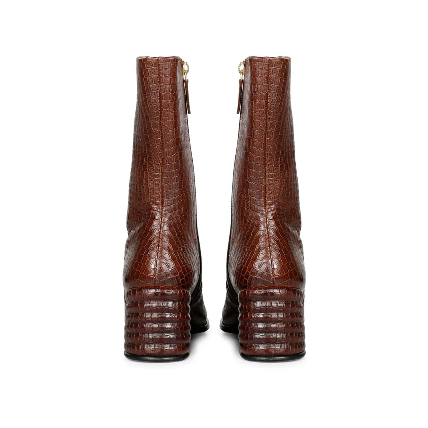 Ava Brown Snake Embossed Leather Calf Boots - Image 4