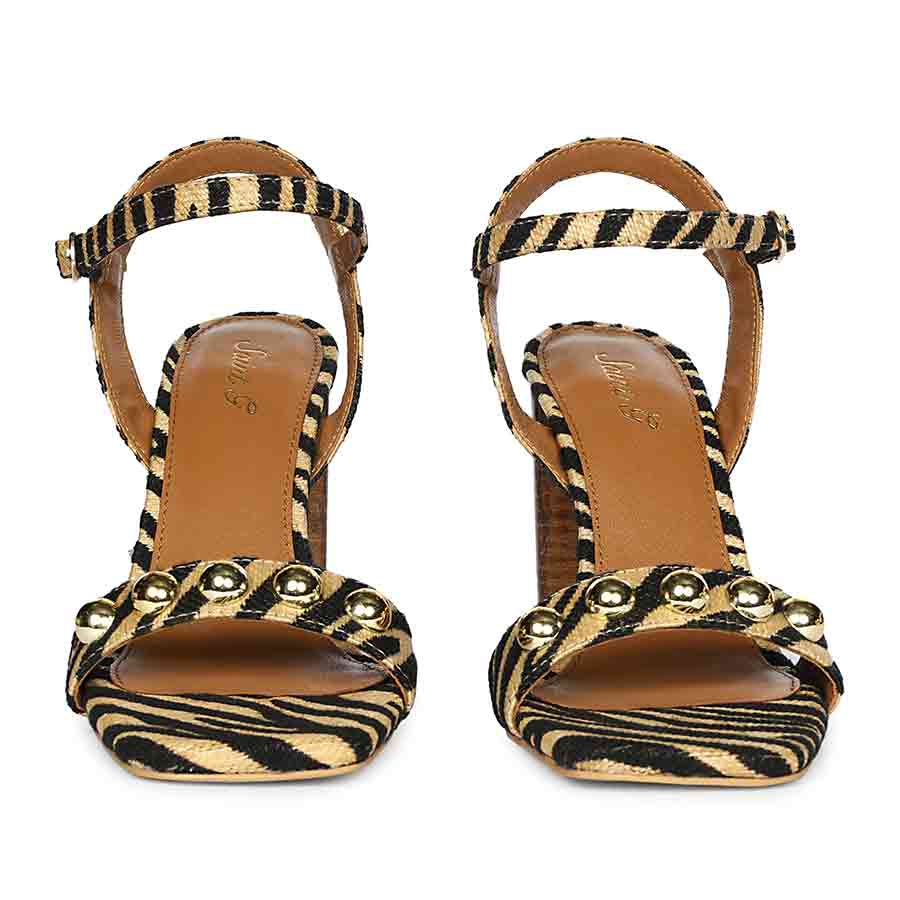 Saint Avery Beige Leopard Raffia High Block Heels - Image 4