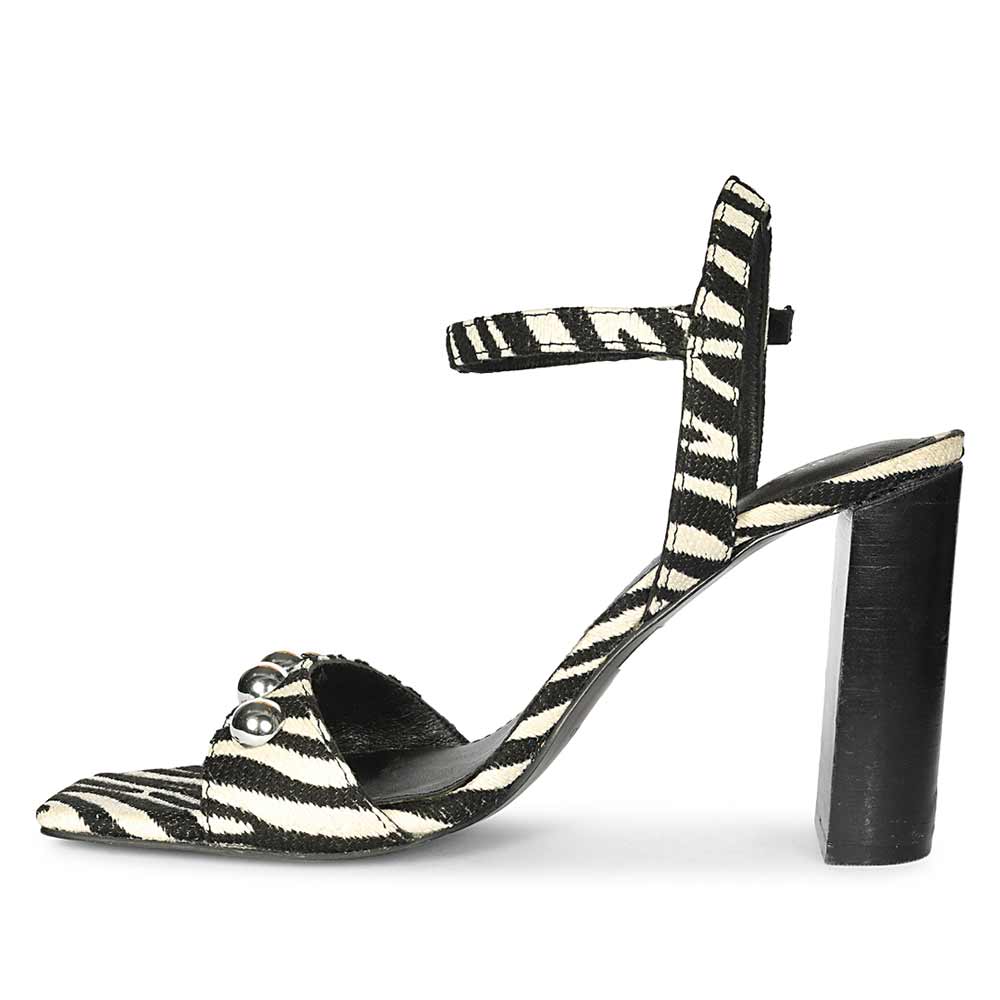 Saint Avery White Leopard Raffia High Block Heels - Image 3