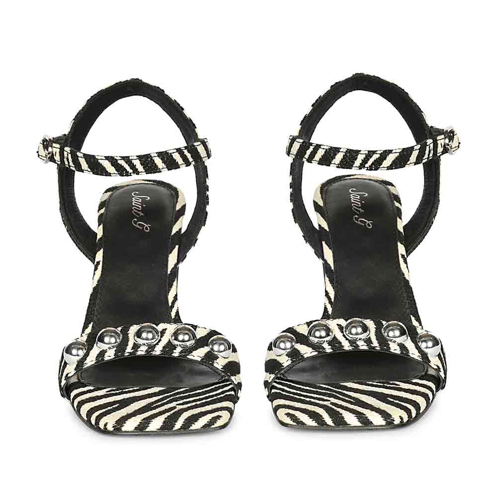 Saint Avery White Leopard Raffia High Block Heels - Image 4