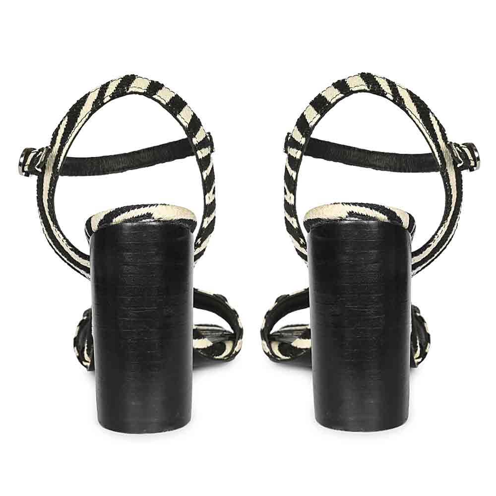 Saint Avery White Leopard Raffia High Block Heels - Image 5
