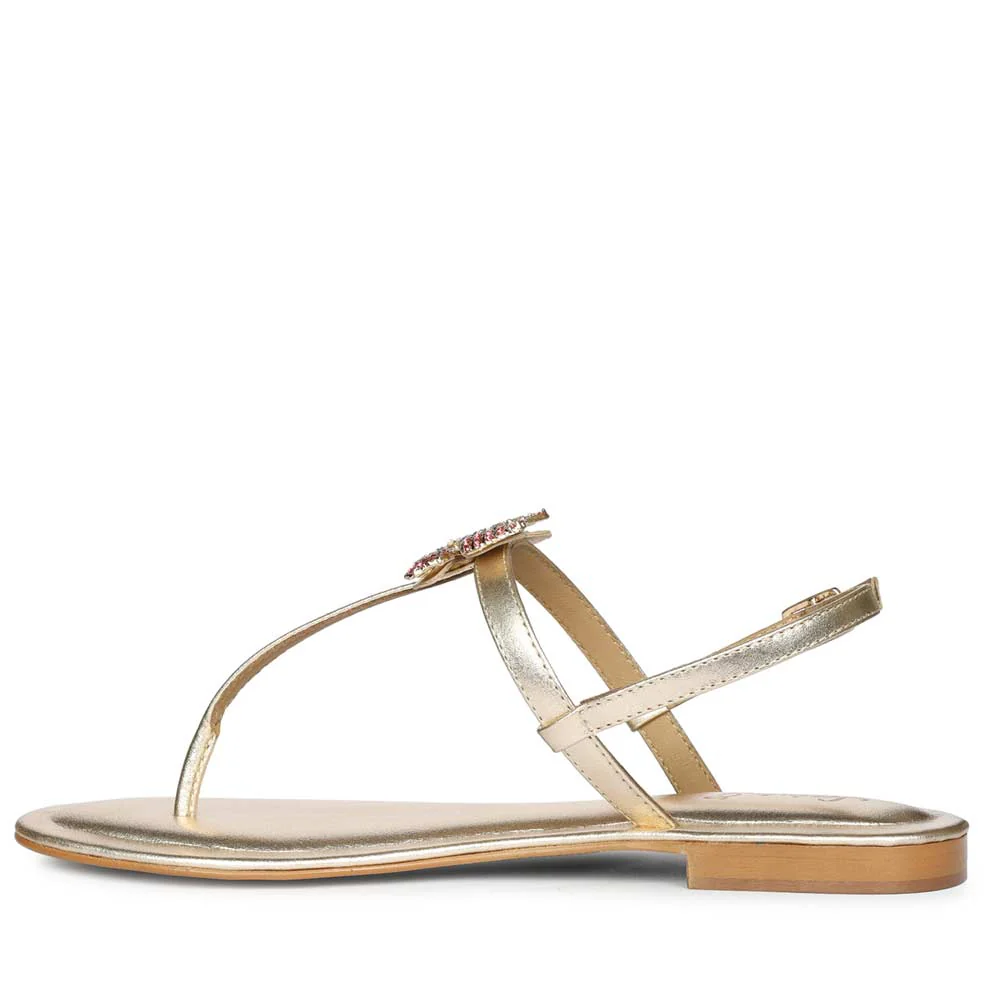 Saint Avril Butterfly Jeweled Gold Leather Sandals - Image 5