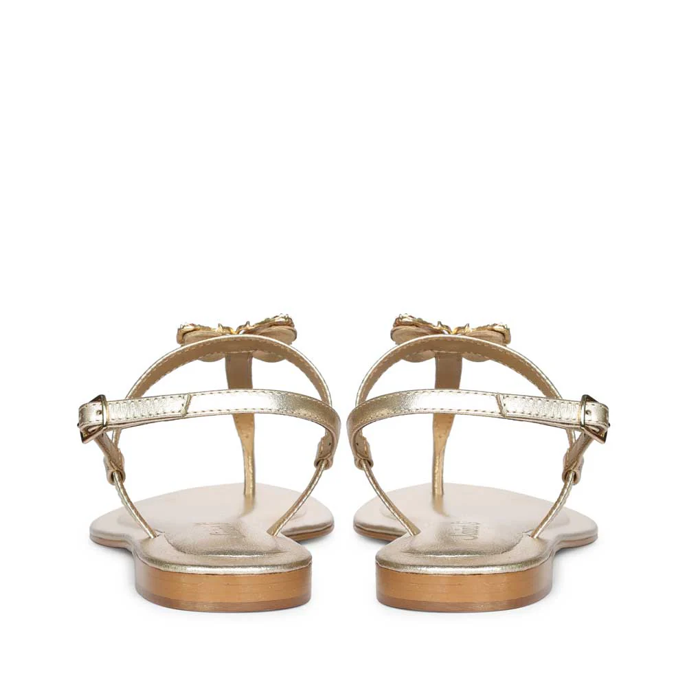 Saint Avril Butterfly Jeweled Gold Leather Sandals - Image 6