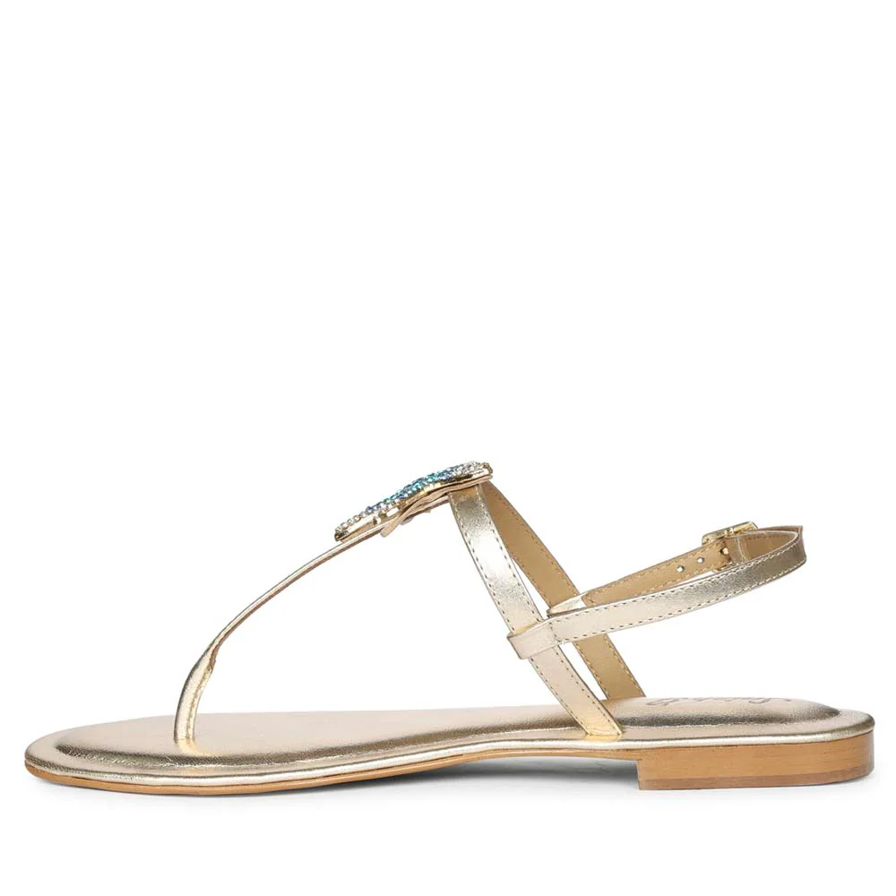 Saint Avril Starfish Jeweled Gold Leather Sandals - Image 4