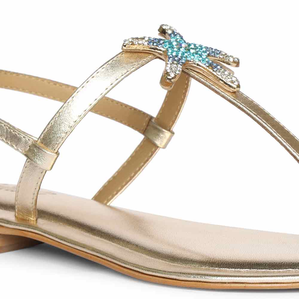 Saint Avril Starfish Jeweled Gold Leather Sandals - Image 7