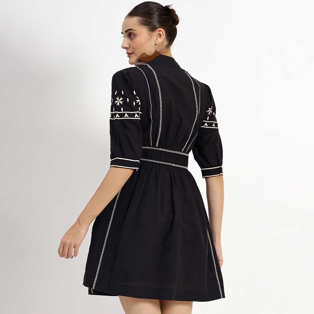 Saint Ayleen Womens Black Cotton Linen Dress - Image 4