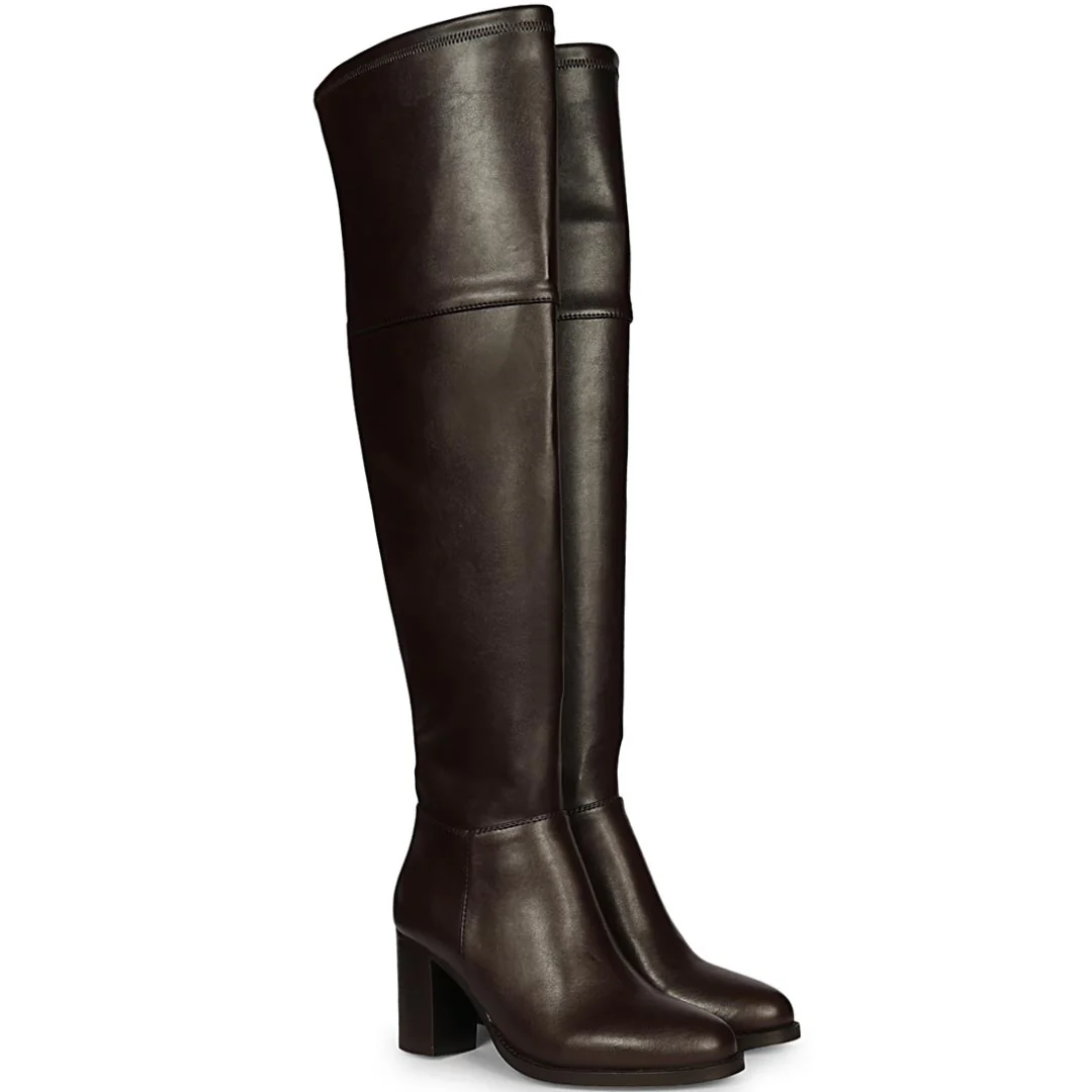 Saint Belinda Brown Stretch Napa Thigh High Boots - Image 3