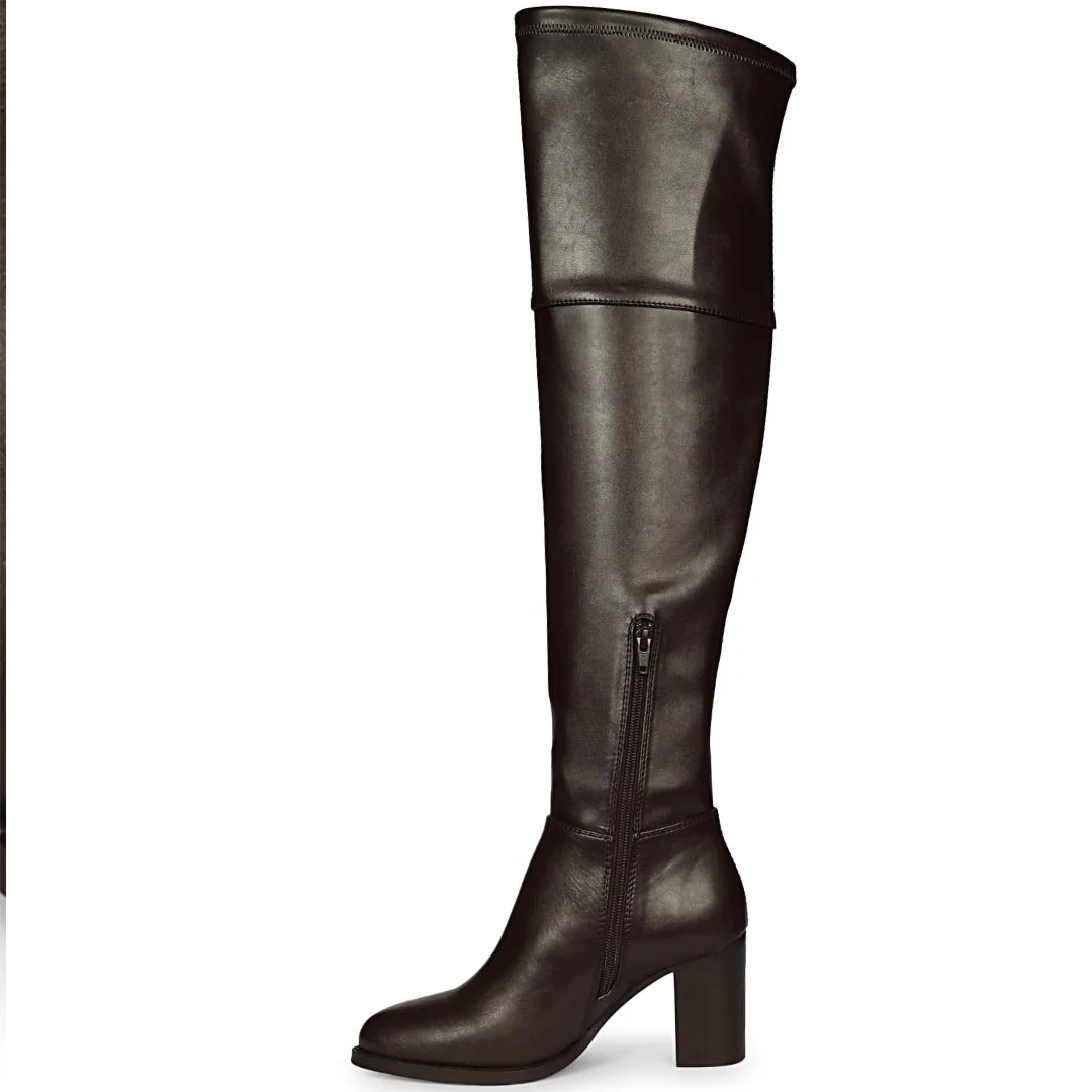 Saint Belinda Brown Stretch Napa Thigh High Boots - Image 4