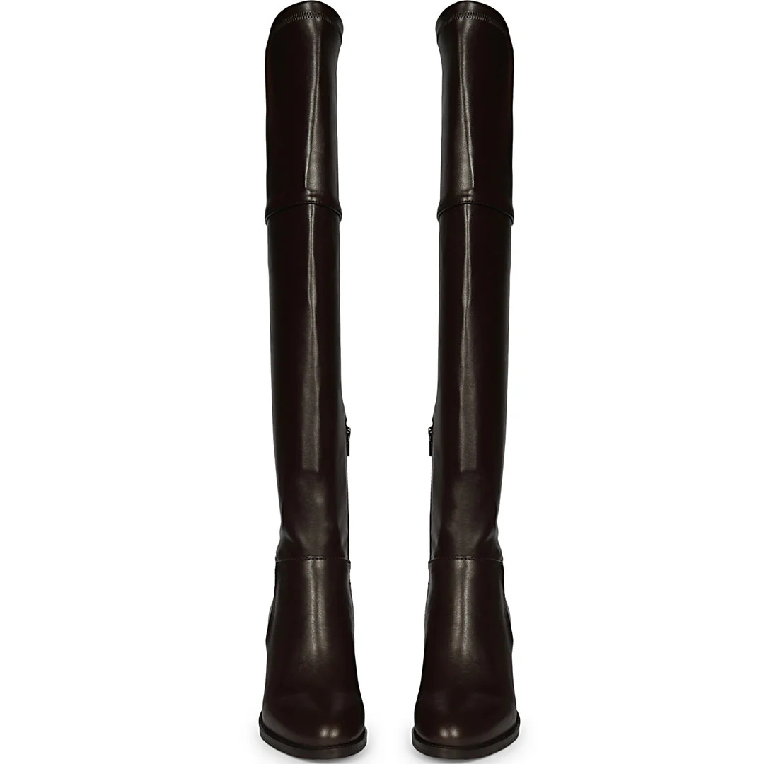 Saint Belinda Brown Stretch Napa Thigh High Boots - Image 5