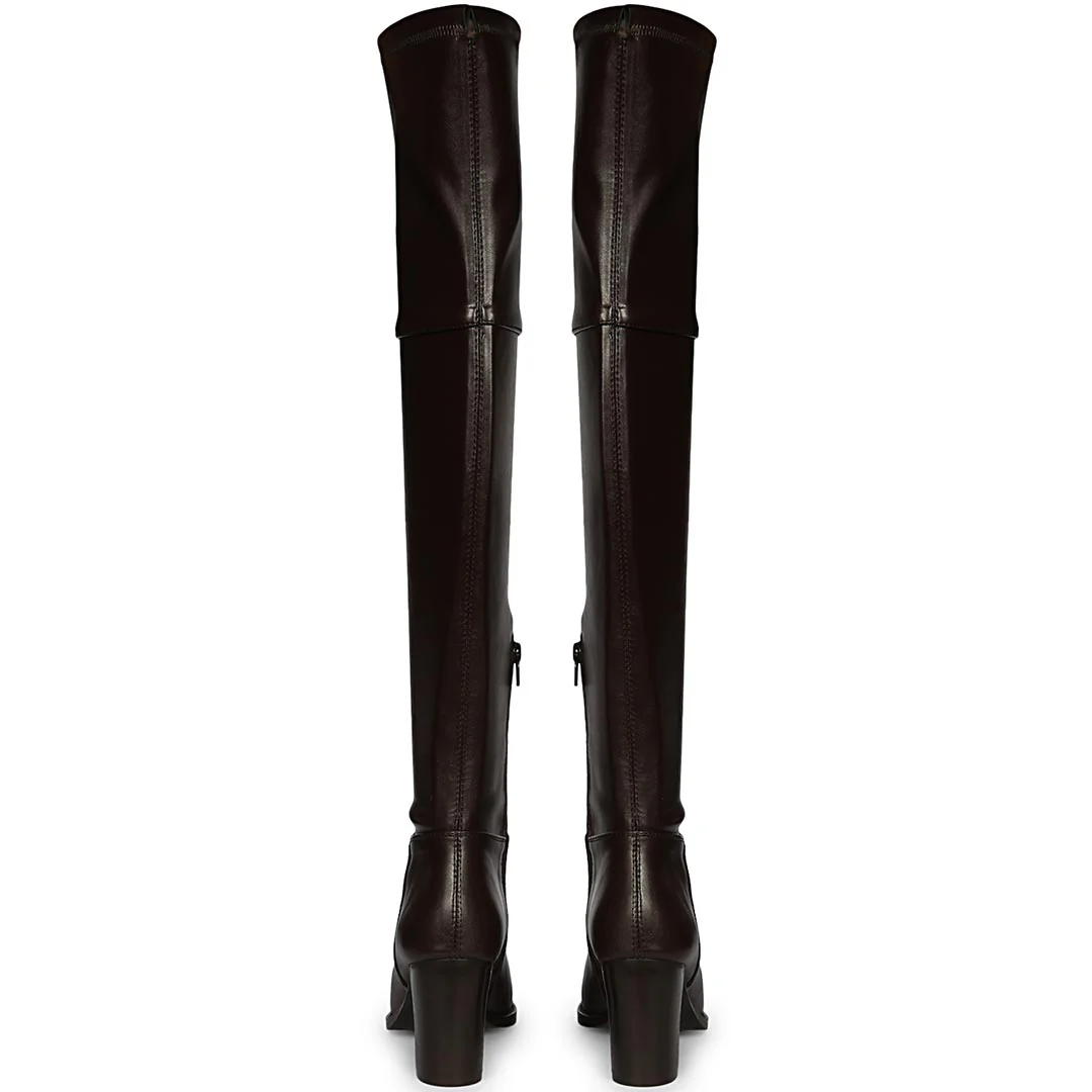 Saint Belinda Brown Stretch Napa Thigh High Boots - Image 6
