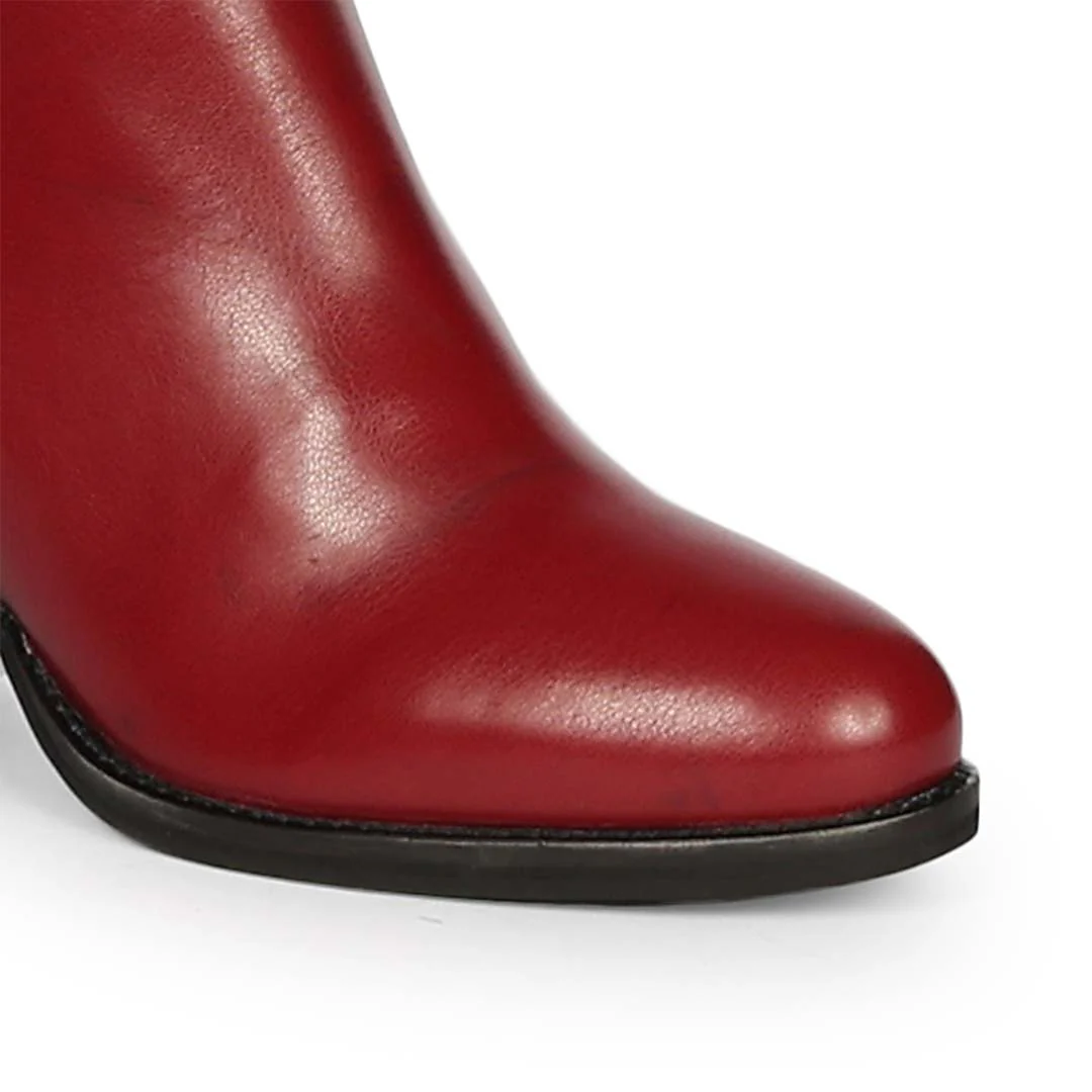 Saint Belinda Maroon Stretch Napa Thigh High Boots - Image 8