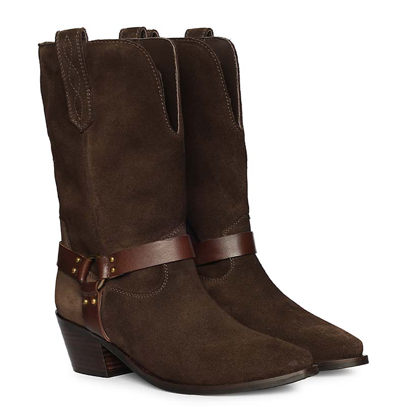Saint Belkis Brown Suede Leather Cowboy Boots - Image 2