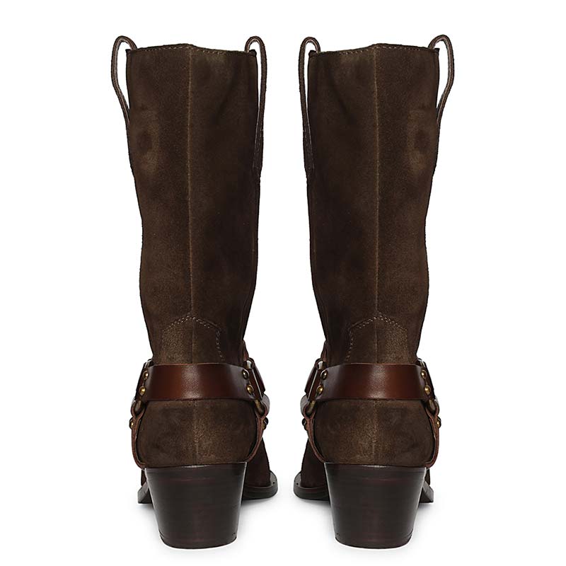 Saint Belkis Brown Suede Leather Cowboy Boots - Image 5