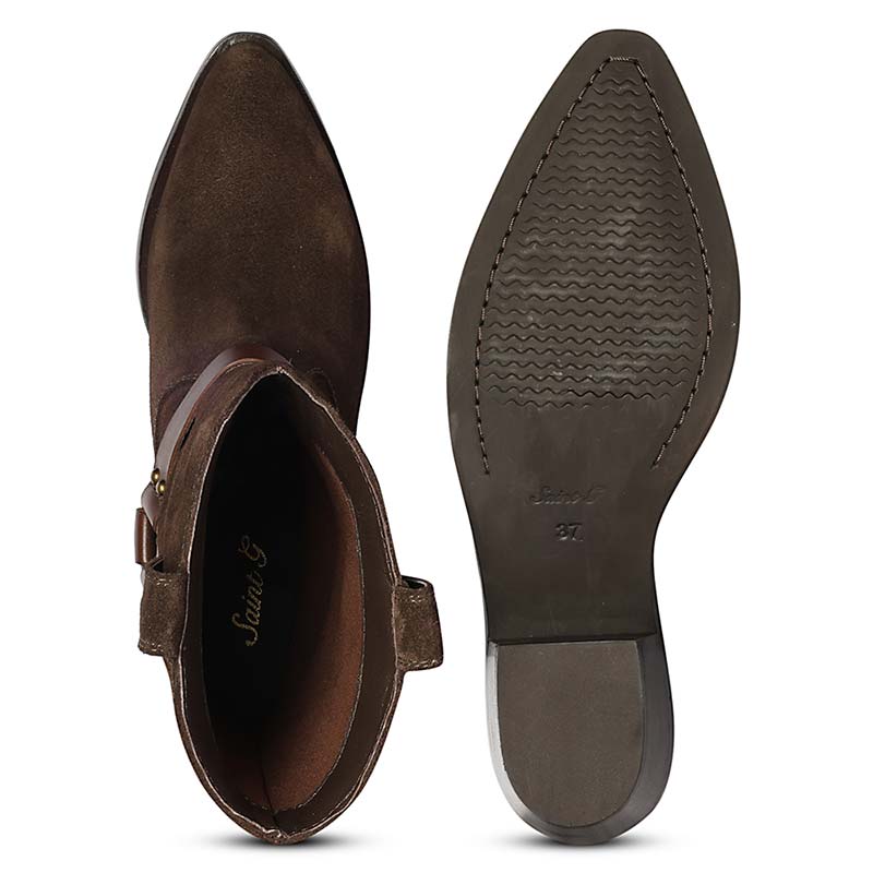Saint Belkis Brown Suede Leather Cowboy Boots - Image 6