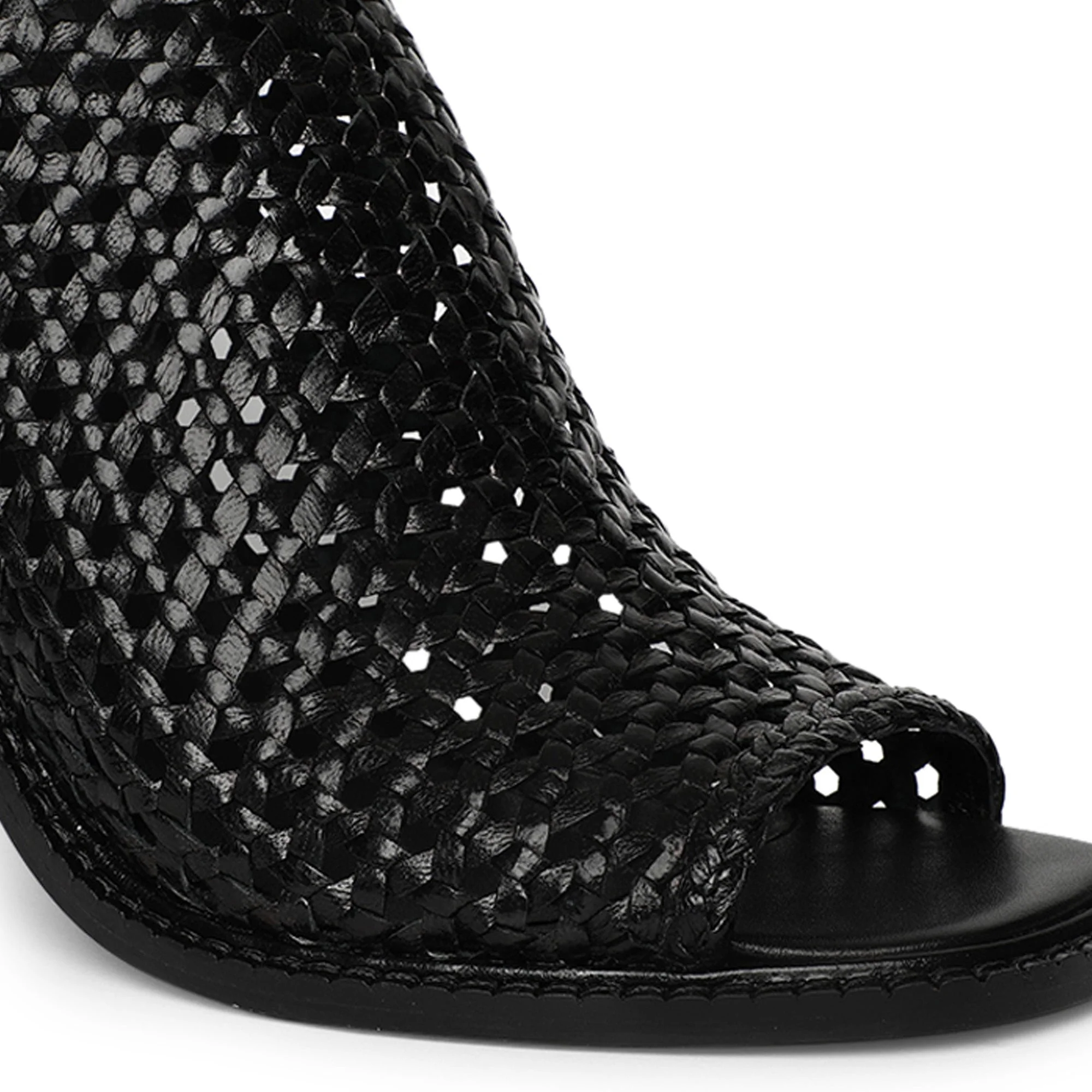 Saint Bella Black Woven Leather Block Heels - Image 9