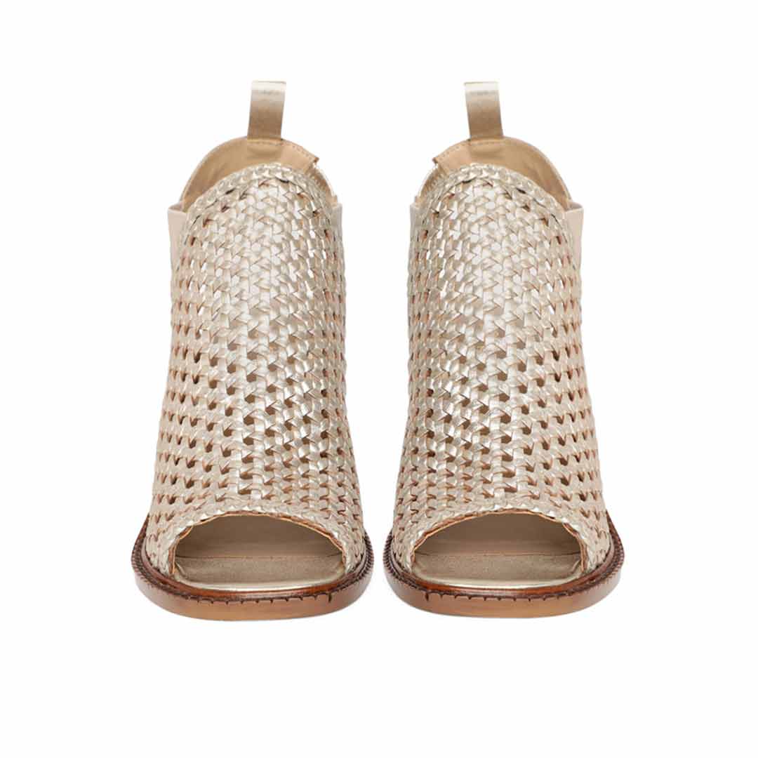 Saint Bella Gold Woven Leather Block Heels - Image 5