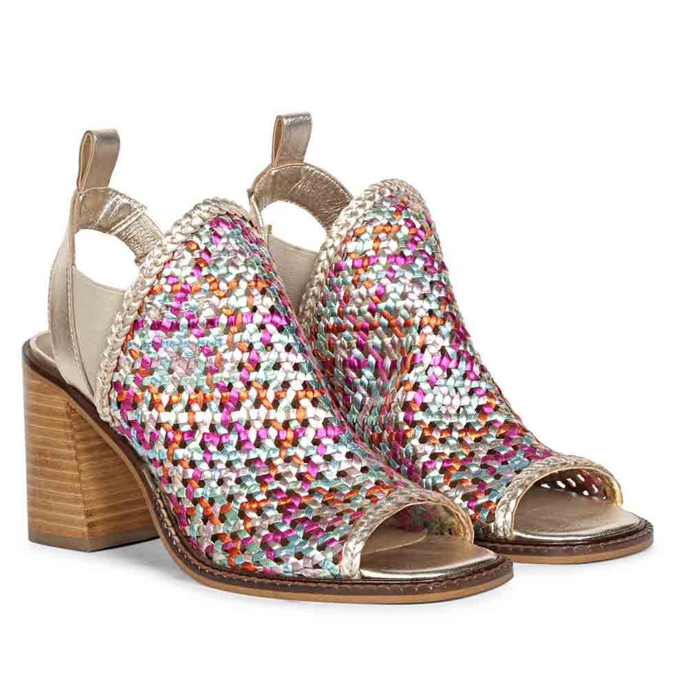 Saint Bella Multi Woven Leather Block Heels - Image 3