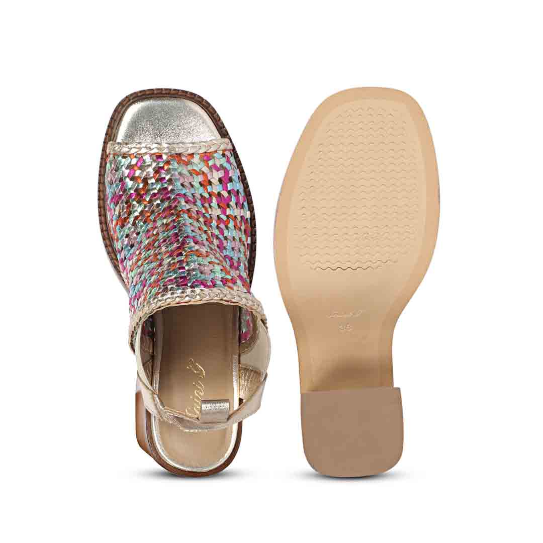 Saint Bella Multi Woven Leather Block Heels - Image 7